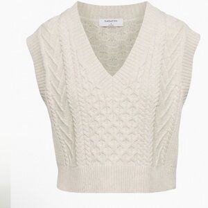 Babaton Women's V-Neck Cable Knit Sweater Vest - Cream